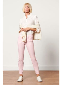 اشتري Women Regular Fit Plain Stretchable Jeans, Light Pink في الامارات