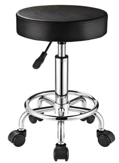 Buy HMTOT Adjustable Stool with Wheels Round Rolling Stool for Spa Salon Massage Office Stool Chair (Black) in Egypt