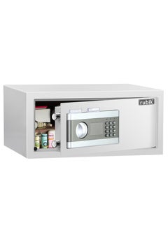 Buy Safe Box with Digital Keypad and Key Lock for A4 Documents Laptop Camera Cash Jewelry Home Office Hotel Security Locker (Size, 20x43x35cm) White in UAE