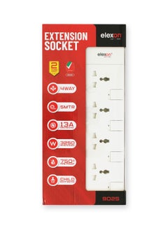 اشتري Elexon ESMA approved Universal Extension Socket with 4 Way Plug 5 meter, Power Cord / Extension for Home, Office (EL 902S) في الامارات