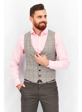 اشتري Men Regular Fit Checkered Waistcoat, Grey Combo في الامارات