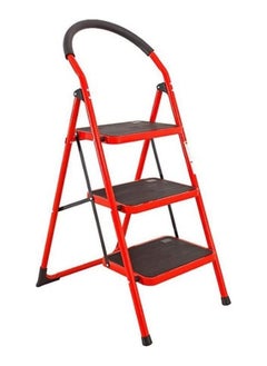 اشتري Tamtek 3 Step Ladder Folding Heavy Duty Steel Ladder 150kg Capacity (115x72x65cm), Rubber Pad Multi-Purpose Portable Ladder for Home, Kitchen, Garden, Office, Warehouse في الامارات