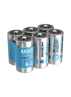 اشتري C Size Batteries [Pack Of 6] Long Lasting Precharged Rechargeable C Type 4500 Mah Nimh Maxe Pro Battery For Flashlights, Operating Machines, Toys, Led Torch Lights في الامارات