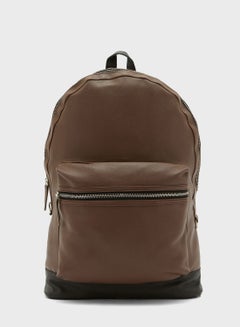 Buy Faux Leather Backpack With Laptop Sleeve in UAE