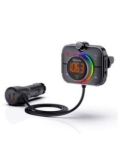 Buy Moxedo Talk Focus FM Transmitter, PD3.0 & QC 3.0, 38W Dual Ports USB-A, and USB-C, RGB Colors, Support SD Card AUX Input in UAE