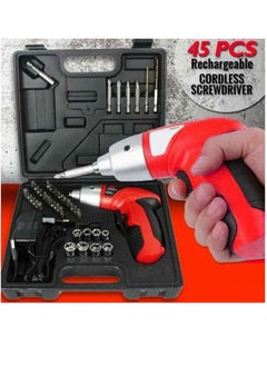 Buy 45-Piece Cordless Screwdriver Set Orange/Black/Silver 20x23x6.5centimeter in UAE