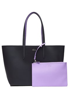 Buy LACOSTE Women's Anna Double sided Two tone Large Capacity Handbag, Fashionable and Versatile, Black/Purple in UAE