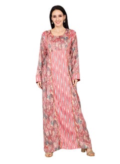 اشتري ELEGANT UNIQUE PRINTED LONG SLEEVE STYLISH ARABIC KAFTAN JALABIYA DRESS في السعودية