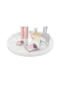 اشتري Tycom Round Vanity Tray, Bathroom Vanity Tray Resin Kitchen Sink Tray, Countertop Organizer Tray for Perfume Towel Dresser Jewelry Candle, Coffee Table Decorative Tray,18 MM White في الامارات