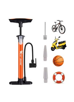 اشتري Bike Air Pump 160 PSI, Portable Bike Tire Pumps with Schrader and Presta Valve, Mini Floor Bicycle Air Pump with Ball Needles and Balloons Nozzle, Inflator for Soccer Basketball في السعودية