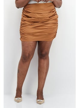 Buy Women Plain Mini Skirts, Brown in UAE