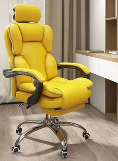Buy Gaming Chair High Back Computer Chair PU Leather Desk Chair PC Racing Executive Ergonomic Adjustable Swivel Work Chair with Headrest and Lumbar Support and Footrest Yellow in Saudi Arabia