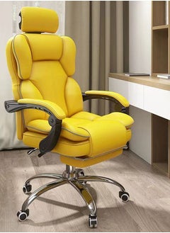 Buy Gaming Chair High Back Computer Chair PU Leather Desk Chair PC Racing Executive Ergonomic Adjustable Swivel Work Chair with Headrest and Lumbar Support and Footrest Yellow in Saudi Arabia