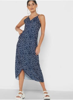 Buy Dotted Print Slit Dress in Saudi Arabia