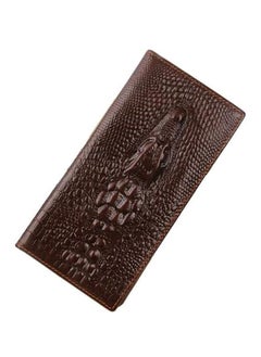 Buy Crocodile Textured Leather Long Wallet Brown in UAE