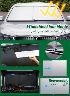 Buy Car Windshield Sun Shade - Retractable Sunshade - UV protection - Keep Vehicle Cool - 140x120cm in Saudi Arabia