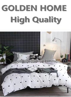 اشتري 6 Piece King/Queen/Single size, striped pattern duvet cover set. set includes 1 Comforter Cover, 1 Fitted Bedsheet, 4 Pillowcases في الامارات