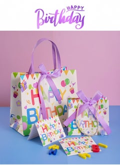 Buy Orange-themed birthday gift bag with handles, gift bag, medium-sized small gift paper bag, birthday craft paper gift bag, with matching exclusive greeting card (25 * 12 * 22cm) in Saudi Arabia