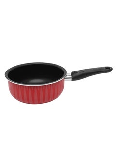 Buy Non-Stick Aluminum Sauce Pan With Heat Resistant Handle Red/Black in Saudi Arabia