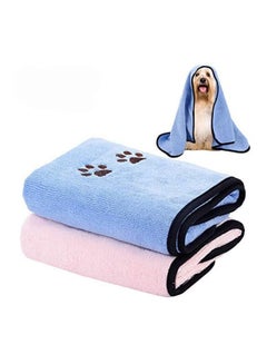 اشتري 2 Pcs Towel Microfiber Quick Drying Bath Towels Large for Dogs and Puppys Super Absorbent Doggy Microfibre في الامارات