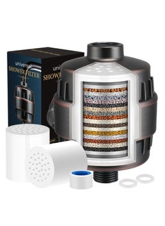 اشتري Shower Filter, 15 Stage Shower Head Filter for Hard Water with 2 Cartridges, High Output Shower Water Filter to Remove Chlorine, Fluoride and Other Impurities, Improves Skin Condition, Protects Hair في السعودية