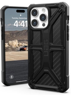 Buy UAG Monarch for iPhone 15 Pro Case Cover [20 Feet Drop Tested] - Carbon Fiber in UAE