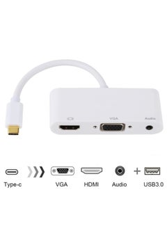 اشتري USB 2.0 + Audio Port + VGA + HDMI to USB-C / Type-C HUB Adapter (White) في الامارات