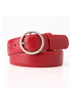 اشتري Ladies Belt Of Casual Pu Leather Jeans With Round Button Decoration 105cm Red في الامارات