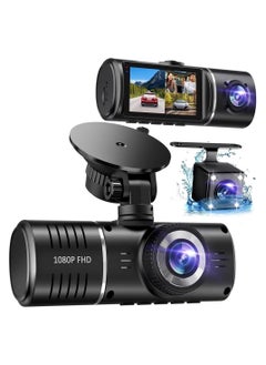 Buy Dash Cam, Smart 3 Channel Dash Cam, 1080P Dash Cam Front and Inside, Triple Dash Cam, Dash Camera with 32GB Card, 170° Wide Angle, HDR, G-Sensor, 24Hr Parking, Loop Recording in Saudi Arabia