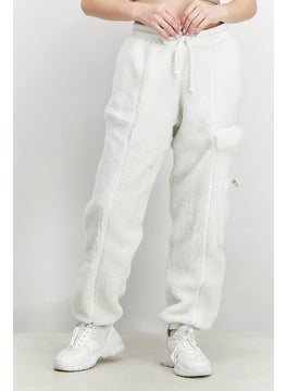 اشتري Women Regular Fit Textured Drawstring Sportswear Pants, White في الامارات