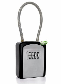 اشتري Key Lock Box Portable with Removable Cable Shackle, Indoor Outdoor Waterproof 4 Digit Password Combination with Resettable Code with A B Switch Key Lockbox for Outside Hold Spare Keys for Realtors في السعودية