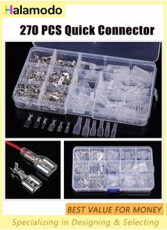 Buy 270 PCS Quick Connector, Male Bus Spade Connector, Crimp Terminal Assortment Kit, Spade Quick Disconnect Connector Kit, for Electrical Wiring Car Audio Speakers in Saudi Arabia