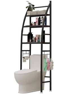 Buy Space Saver Over The Toilet Tier Storage Three Shelf Metal Organizer Rack - Black in UAE