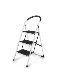 Buy 3 Steps Foldable Ladder Household Indoor Kitchen Living Room Portable Step Stool White And Black in UAE