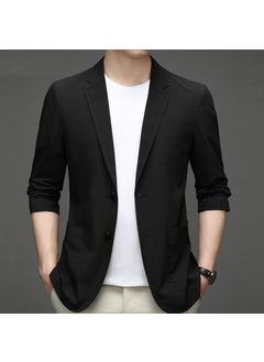 Buy 2024 Korean Trendy Mens Casual Suit Jacket Black in UAE