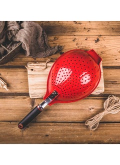 اشتري High-Quality Easy to Clean Plastic Colander with Non-Slip Thermoplastic Rubber Handle Red and Black في السعودية