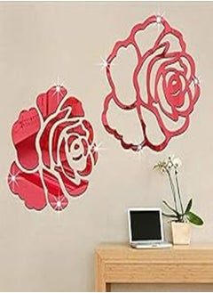 اشتري Rose Flower DIY Mirror Wall Stickers Home Usable Sticker Decoration Shaped Novelty Mirror Decor في مصر