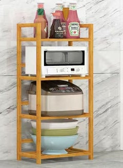 Buy Kitchen Shelf Wooden Multi-layer Microwave Oven Storage Rack 40 x 25 x 100 cm in UAE