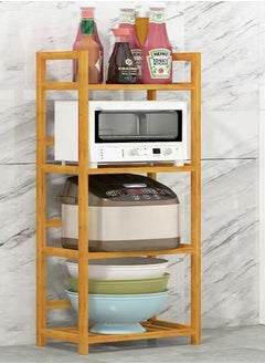 Buy Kitchen Shelf Wooden Multi-layer Microwave Oven Storage Rack 40 x 25 x 100 cm in UAE