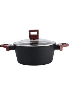 اشتري Amercook Rock Stone Non Stick Casserole Cooking Pot 24 Cm Black في السعودية