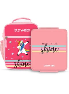 Buy Bento Boxes with Insulated Lunch Bag Combo - Shine Unicorn Pink in UAE