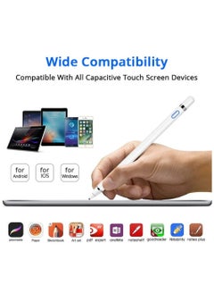 Buy Capacitive Stylus Pen For Phone Tablet Touch Screen Pen for Android/IOS Apple iPad Tablet Samsung Stylus Pen Touch Pencil Draw (White) in UAE