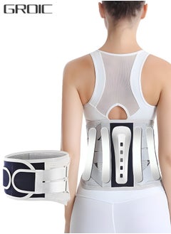 Buy Lumbar Support Belt Lumbosacral Back Brace,Breathable Back Support Belt, Lower Back Pain Relief Warmer Stretcher for Herniated Disc, Sciatica, Scoliosis(L) in UAE