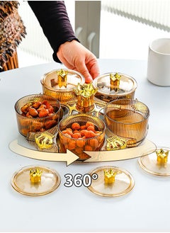 Buy Rotating Snack Serving Tray with Lid 5 Removable Snack Bowlstter Removable Dried Fruit Organizer Plate for Veggie Candy Nut Cracker Chip Party in Saudi Arabia