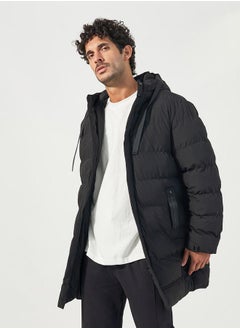 Buy Longline Hooded Parka Jacket with Drawstring Tape Detail in Saudi Arabia