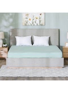 اشتري Paradise Stormy King Fitted Sheet 100% Cotton 144 Thread Count Breathable Bedding Sheet Comfortable Bed Sheets For Bedroom L 180 x W 200 cm Green في الامارات