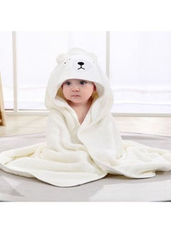 Buy Super Soft Baby Cartoon Hooded Blanket 80*80cm (White) in Saudi Arabia