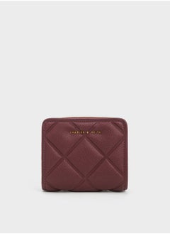 Buy CHARLES & KEITH Anwen Quilted Zip-Around Wallet - Burgundy in UAE