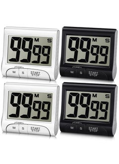 Buy Large Display Kitchen Cooking Timer LCD Screen Digital Timer Countdown Display Strengthen Magnetic Clock with Stand Loud Alarm for Kitchen Games Shower Meetings Classroom, Black White(4 Pieces) in UAE