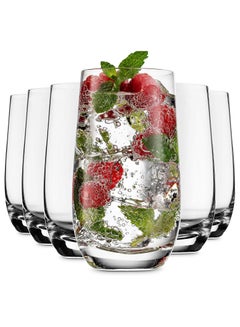 اشتري Drinking Glasses (Set of 6) | Highball Glasses Tumblers For Mixed Drinks, Water, Juice, cocktail | Kitchen Glassware Set, Excellent Gift في الامارات
